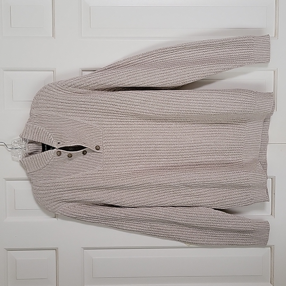 Eddie Bauer ribbed textured waffleknit Henley sweater sz M TALL